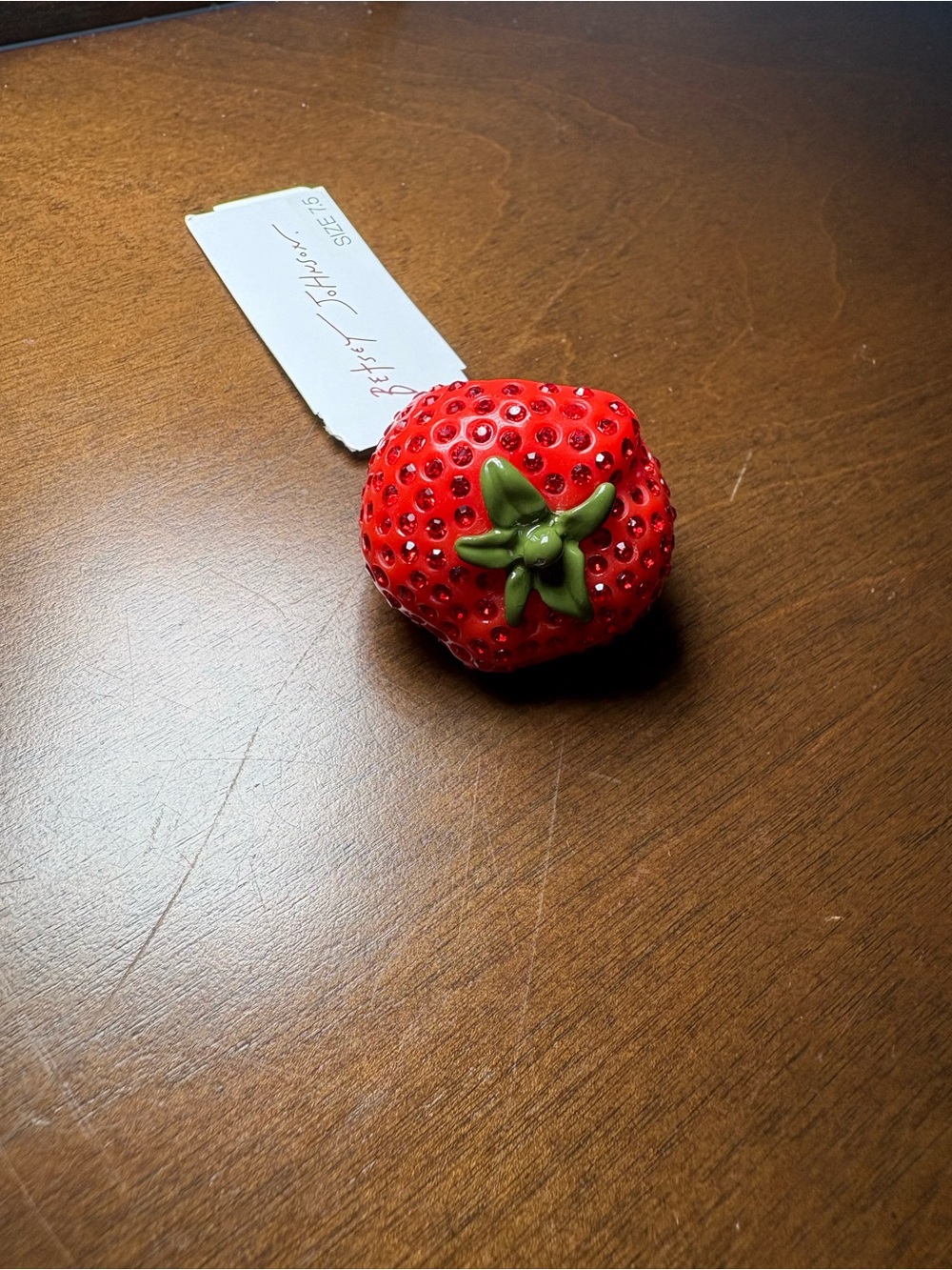 Betsey Johnson Red Strawberry Ring with Green Top